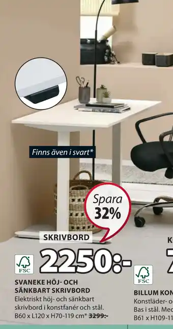 JYSK Svaneke höj- och sänkbart skrivbord erbjuda
