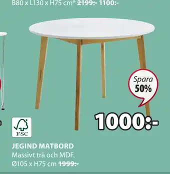JYSK Jegind matbord erbjuda