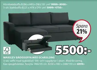 JYSK Marslev bäddsoffa med schäslong erbjuda