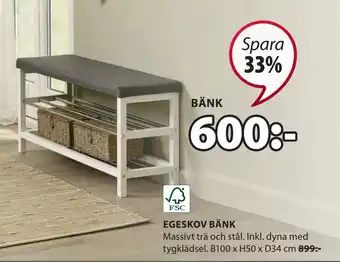 JYSK Egeskov bänk erbjuda