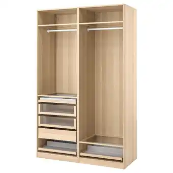 IKEA Pax Garderobskombination, vitlaserad ekeffekt, 150x58x236 cm erbjuda