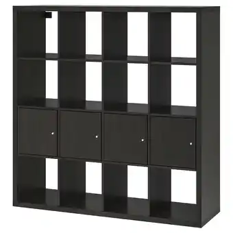 IKEA Kallax Hylla med 4 insatser, svartbrun, 147x147 cm erbjuda