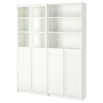 IKEA Billy / oxberg Bokhylla med panel-/vitrindörrar, vit, 160x30x202 cm erbjuda
