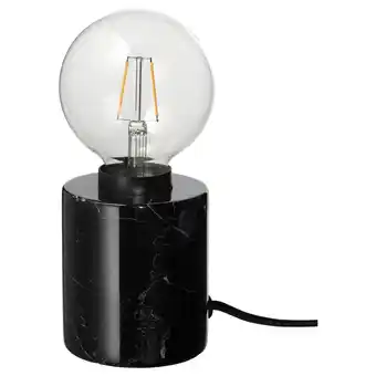 IKEA Markfrost / lunnom bordslampa med ljuskälla, marmor svart/globformad klar erbjuda