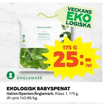 Coop Daglivs Ekologisk babyspenat erbjuda