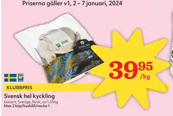 Hemköp Svensk hel kyckling erbjuda
