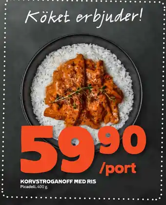 Stora Coop Korvstroganoff med ris erbjuda
