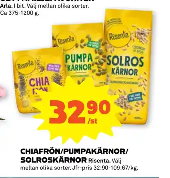 Stora Coop Chiafrön/pumpakärnor/ solroskärnor erbjuda