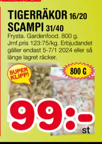 Tigerräkor 16/20 scampi 31/40