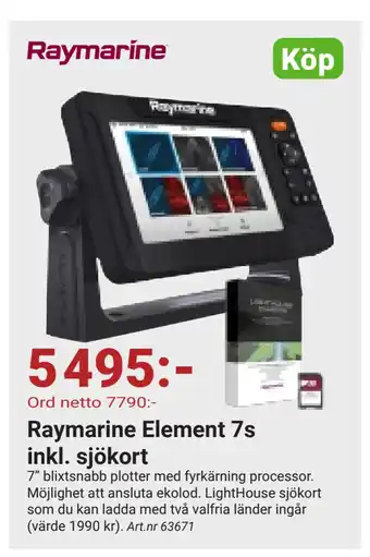 Erlandsons Brygga Raymarine element 7s inkl. sjökort erbjuda