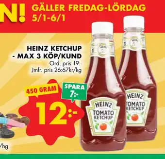 ÖoB Heinz ketchup - max 3 köp/kund erbjuda