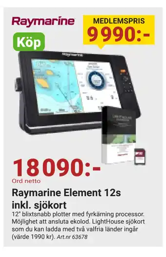 Erlandsons Brygga Raymarine element 12s inkl. sjökort erbjuda