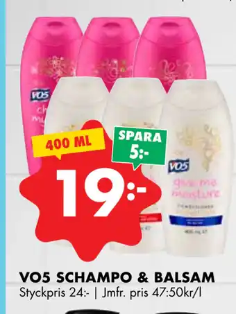 ÖoB Vo5 schampo & balsam erbjuda