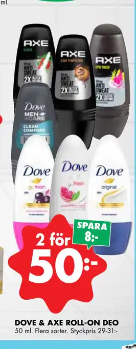 ÖoB Dove & axe roll-on deo erbjuda