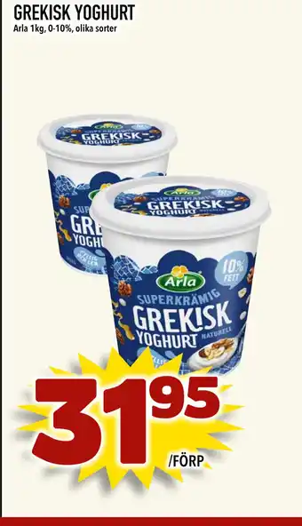 Supergrossen Grekisk yoghurt erbjuda