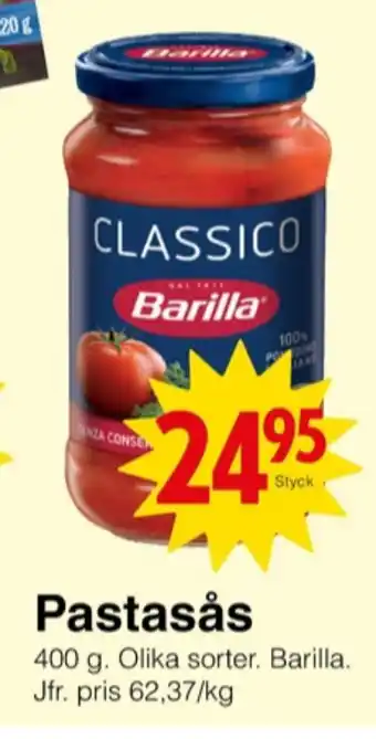 Matöppet Barilla pastasås erbjuda
