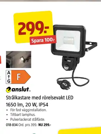 Jula Strålkastare med rörelsevakt led 1650 lm, 20 w, ip54 erbjuda