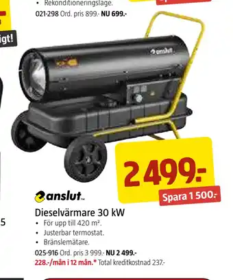 Jula Dieselvärmare 30 kw erbjuda
