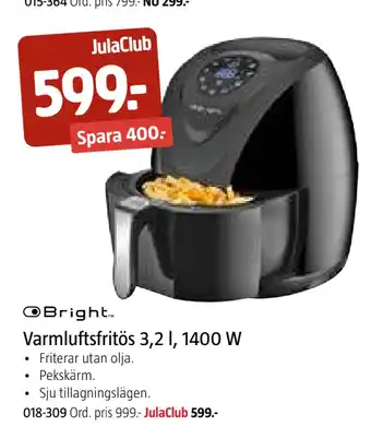Jula Varmluftsfritös 3,2 l, 1400 w erbjuda