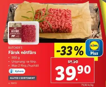 Lidl Färsk nötfärs erbjuda