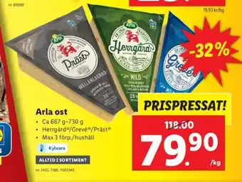 Lidl Arla ost erbjuda