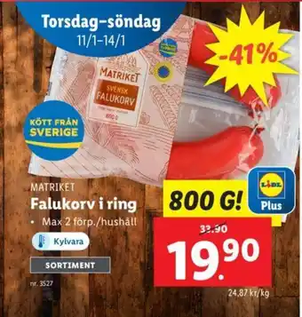 Lidl Falukorv i ring erbjuda
