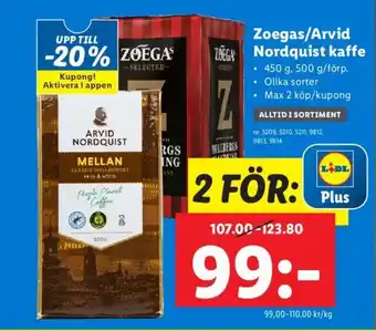 Lidl Zoegas/Arvid Nordquist kaffe erbjuda