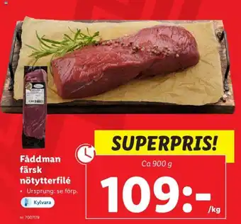 Lidl Fåddman färsk nötytterfilé erbjuda
