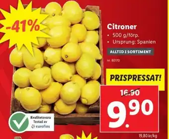 Lidl Citroner erbjuda