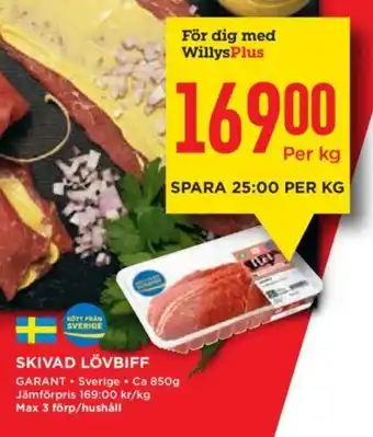 Willys SKIVAD LÖVBIFF erbjuda