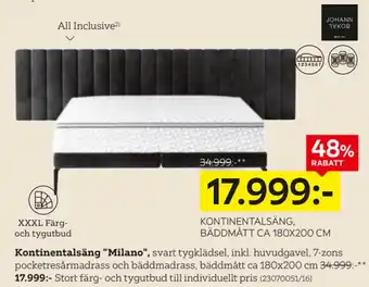 XXXLutz Kontinentalsäng milano erbjuda