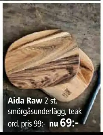 Kitch'n Aida Raw 2 st. smörgåsunderlägg, teak erbjuda
