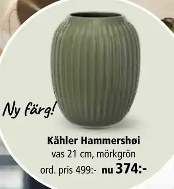 Kähler Hammershøi vas 21 cm, mörkgrön