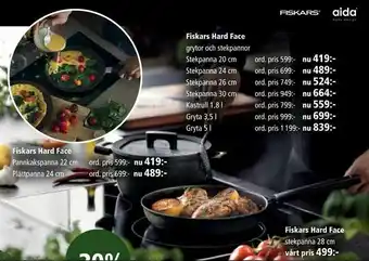 Kitch'n Fiskars Hard Face grytor och stekpannor erbjuda