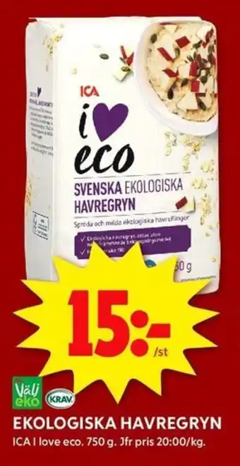 ICA Kvantum EKOLOGISKA HAVREGRYN erbjuda