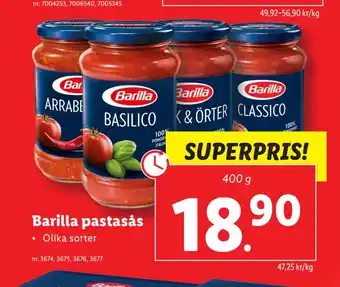 Lidl Barilla pastasås erbjuda