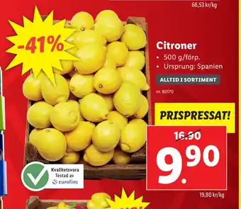 Lidl Citroner erbjuda