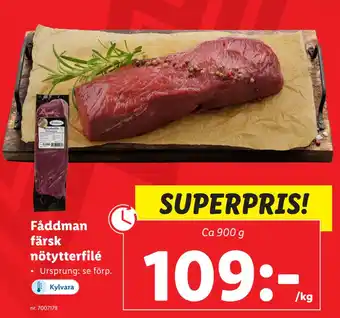 Lidl Fåddman färsk nötytterfilé erbjuda