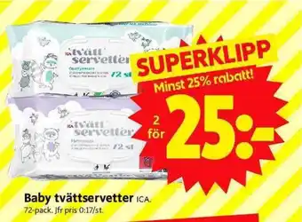 ICA Supermarket Baby tvättservetter erbjuda