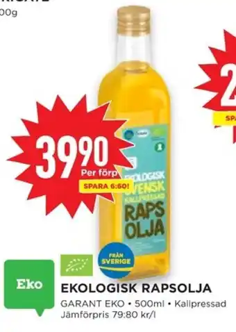 Willys EKOLOGISK RAPSOLJA erbjuda