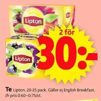 ICA Supermarket Te Lipton erbjuda
