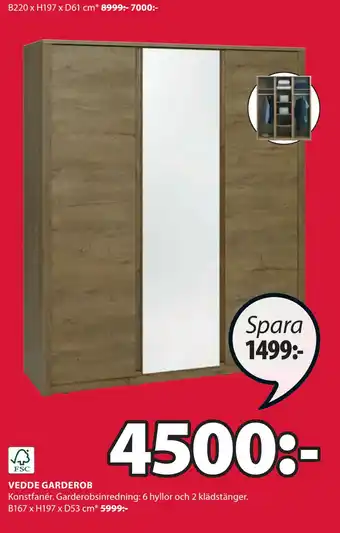 JYSK Vedde garderob erbjuda
