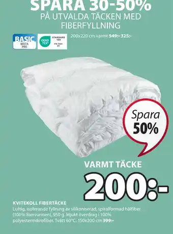 JYSK Kvitekoll fibertäcke erbjuda