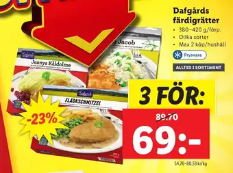 Lidl Dafgårds färdigrätter erbjuda