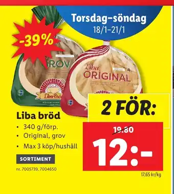 Lidl Liba bröd erbjuda