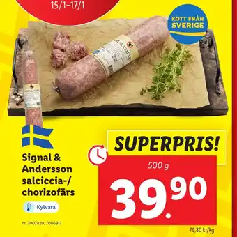 Lidl Signal & Andersson salciccia-/ chorizofärs erbjuda