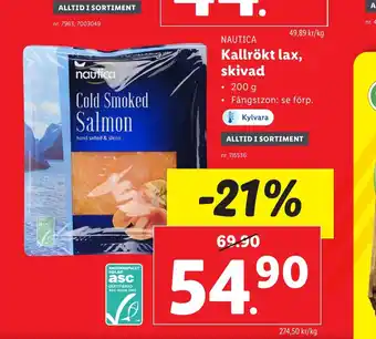 Lidl Kallrökt lax, skivad erbjuda