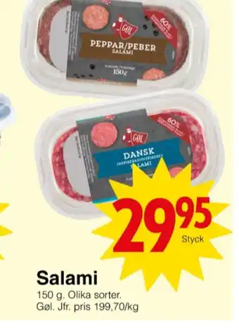 Matöppet Gøl salami erbjuda