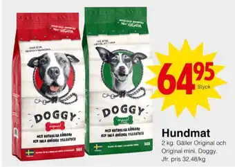 Matöppet Doggy hundmat erbjuda