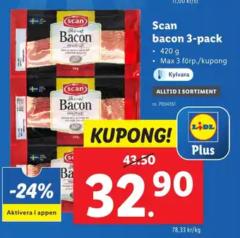 Lidl Scan bacon 3-pack erbjuda
